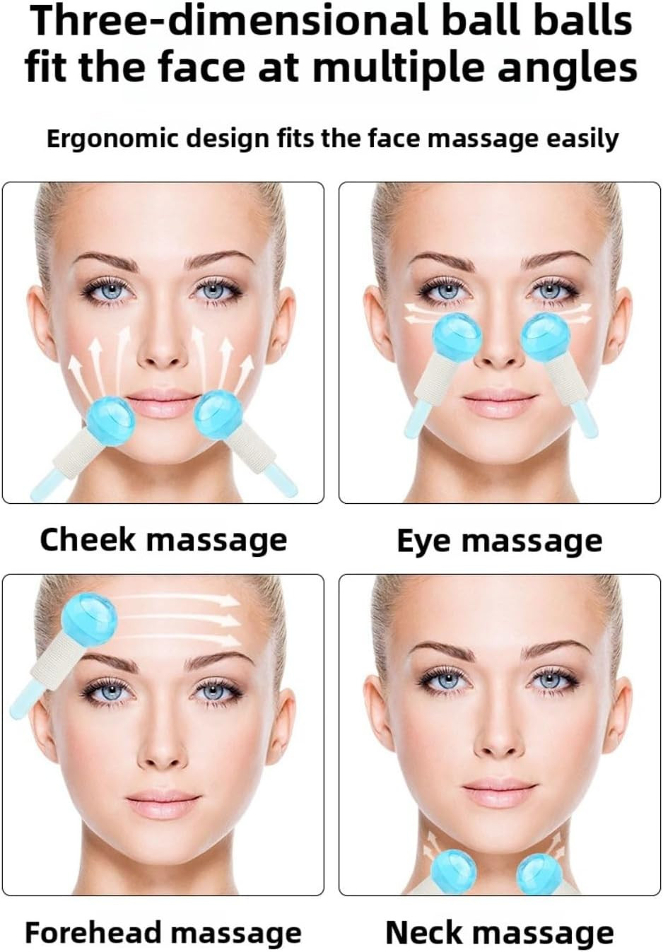 Ice Roller For Face Depuffer Crystal Ball Facial Massage Eye Skin Care 2 Pc. Kit