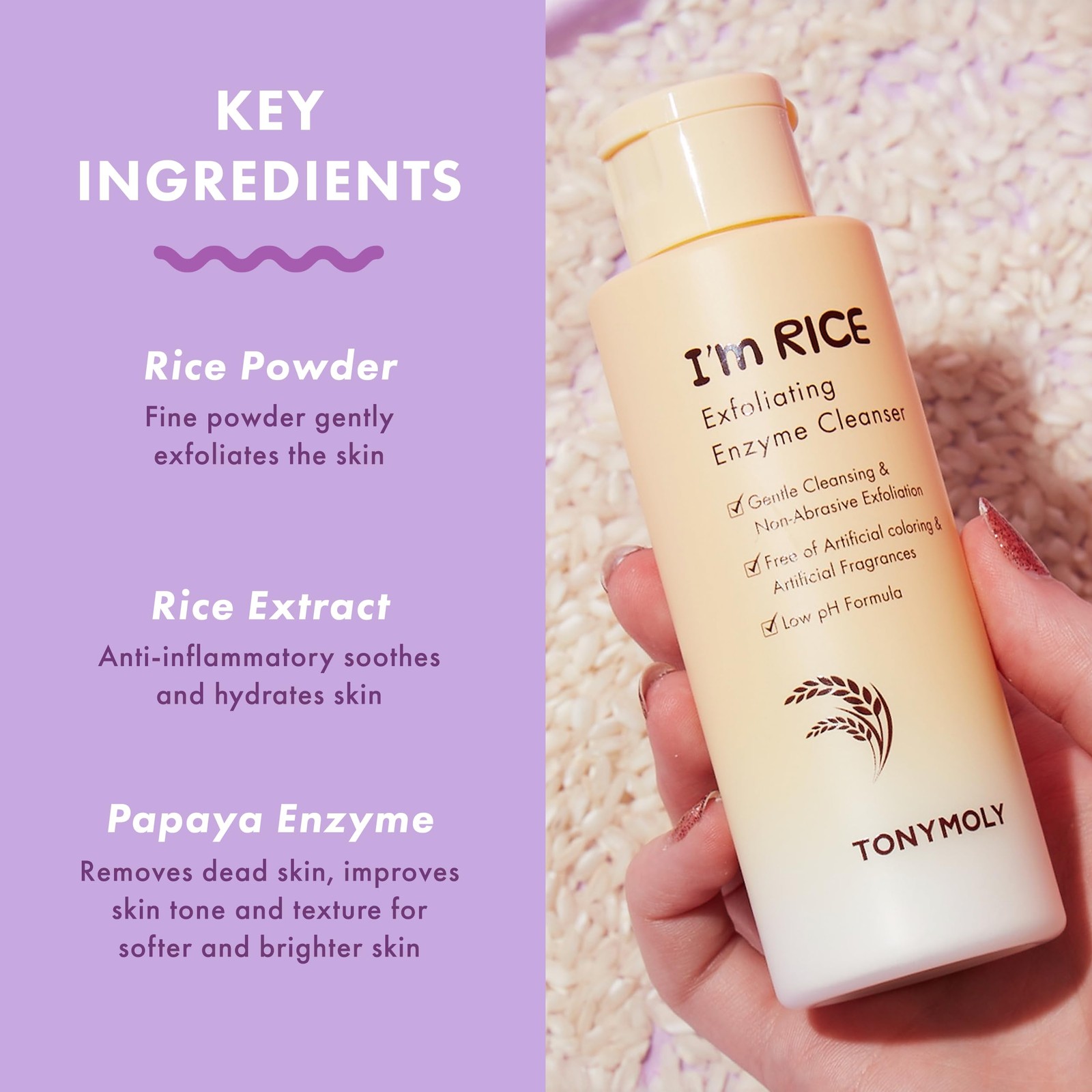 TONYMOLY I’m Rice Exfoliating Enzyme Cleanser – 2.11 Ounce (Pack of 1),
