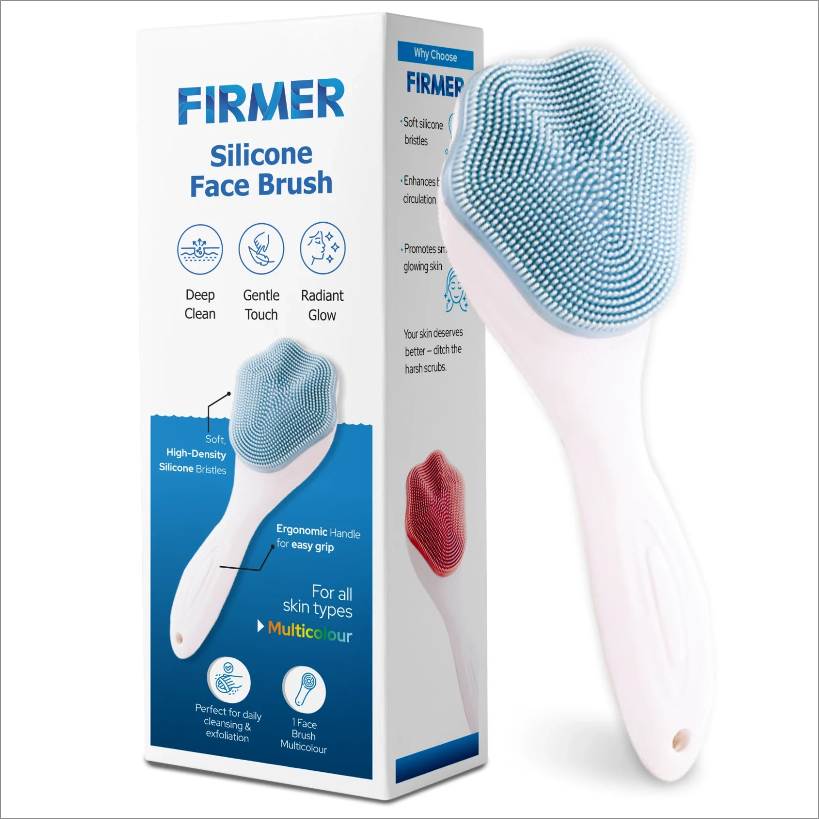 FIRMER Silicone Face Brush Daily Cleansing & Exfoliation | Pack 1