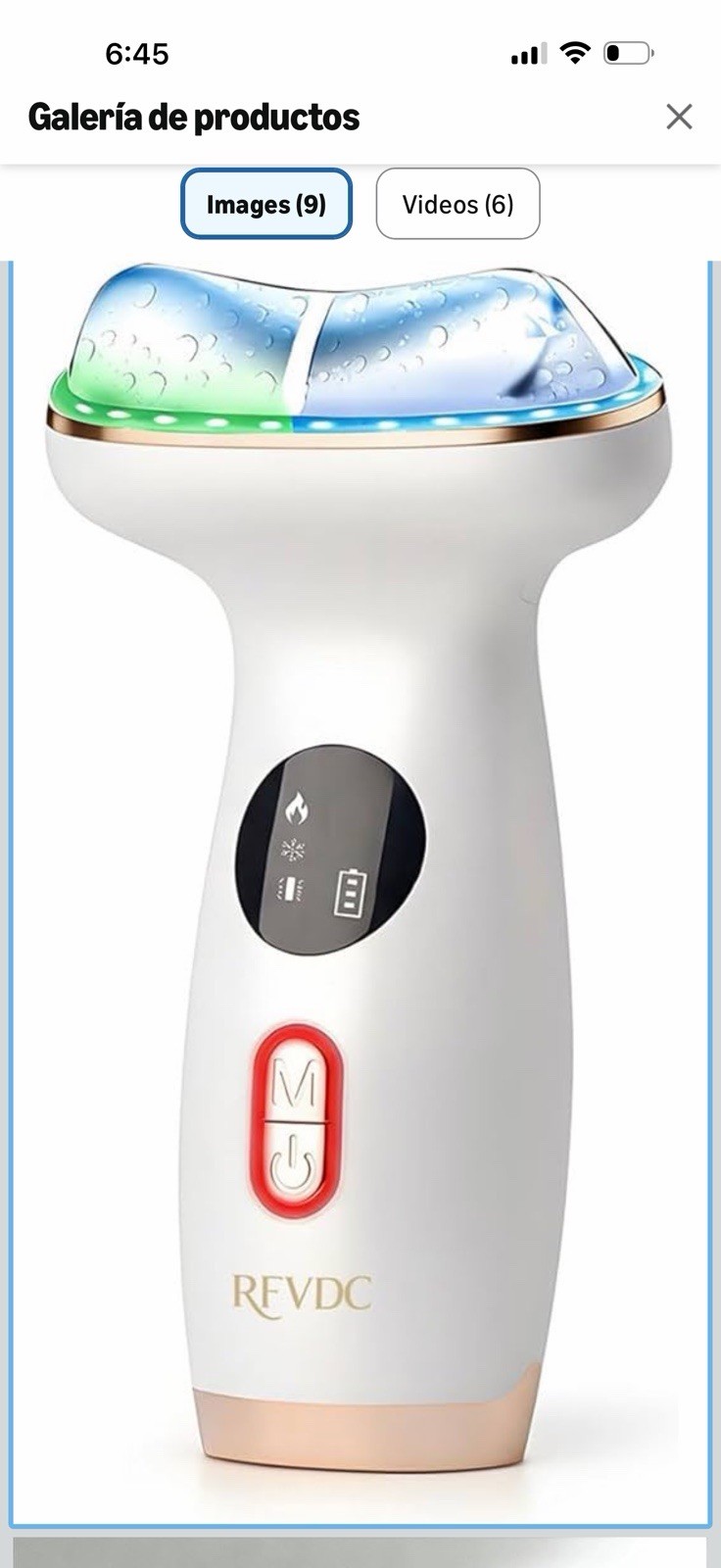 RFVDC 7 Color LED Facial Massager Heat Cool Vibration Deep Guasha Metal Head