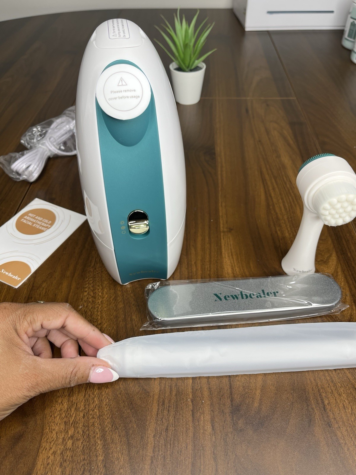 Newbealer Hot & Cold Facial Steamer for Clogged Pores w/ Brush & Accessories