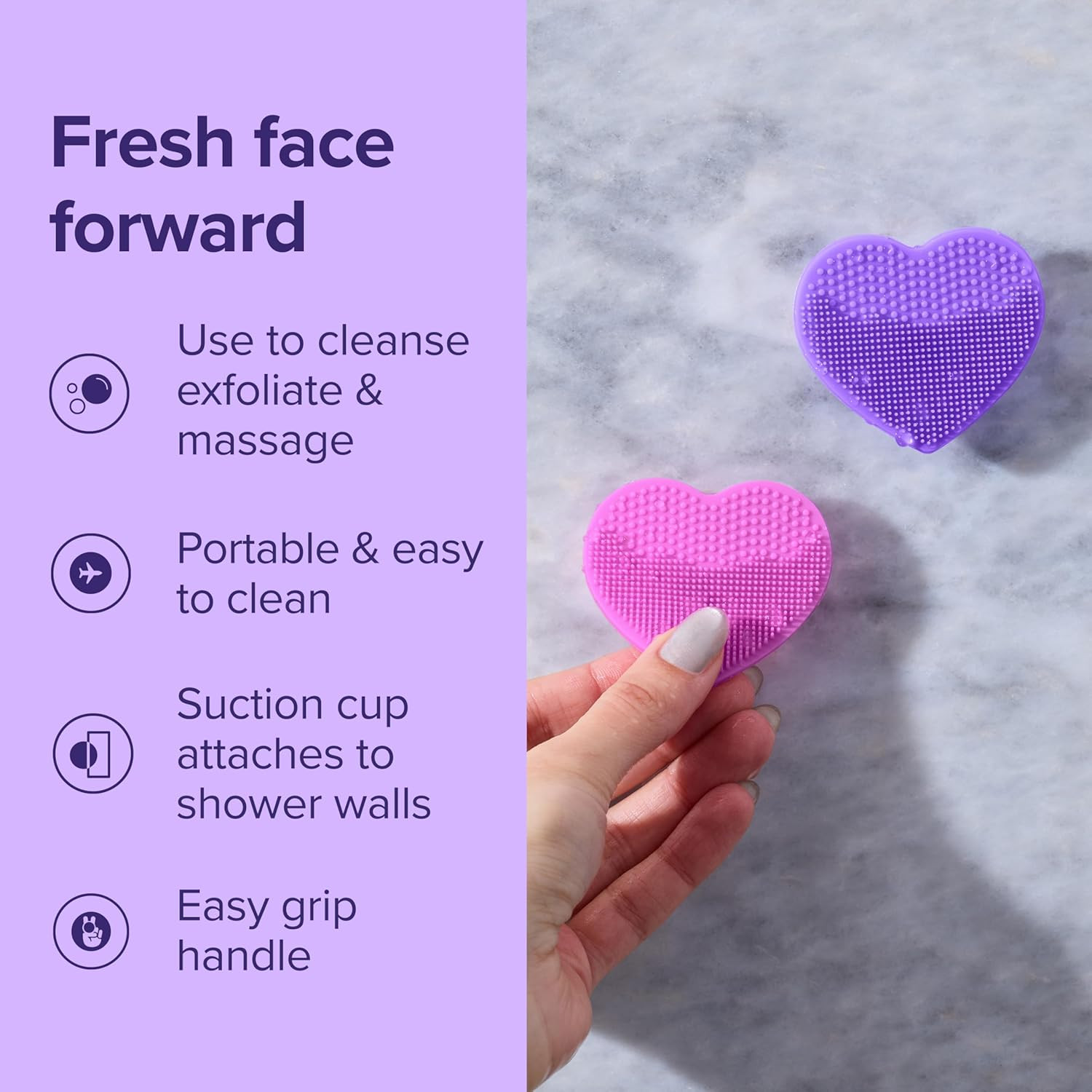 Heart-Shaped Silicone Skin Scrubber – Manual Facial Cleansing Brush for Exfol…