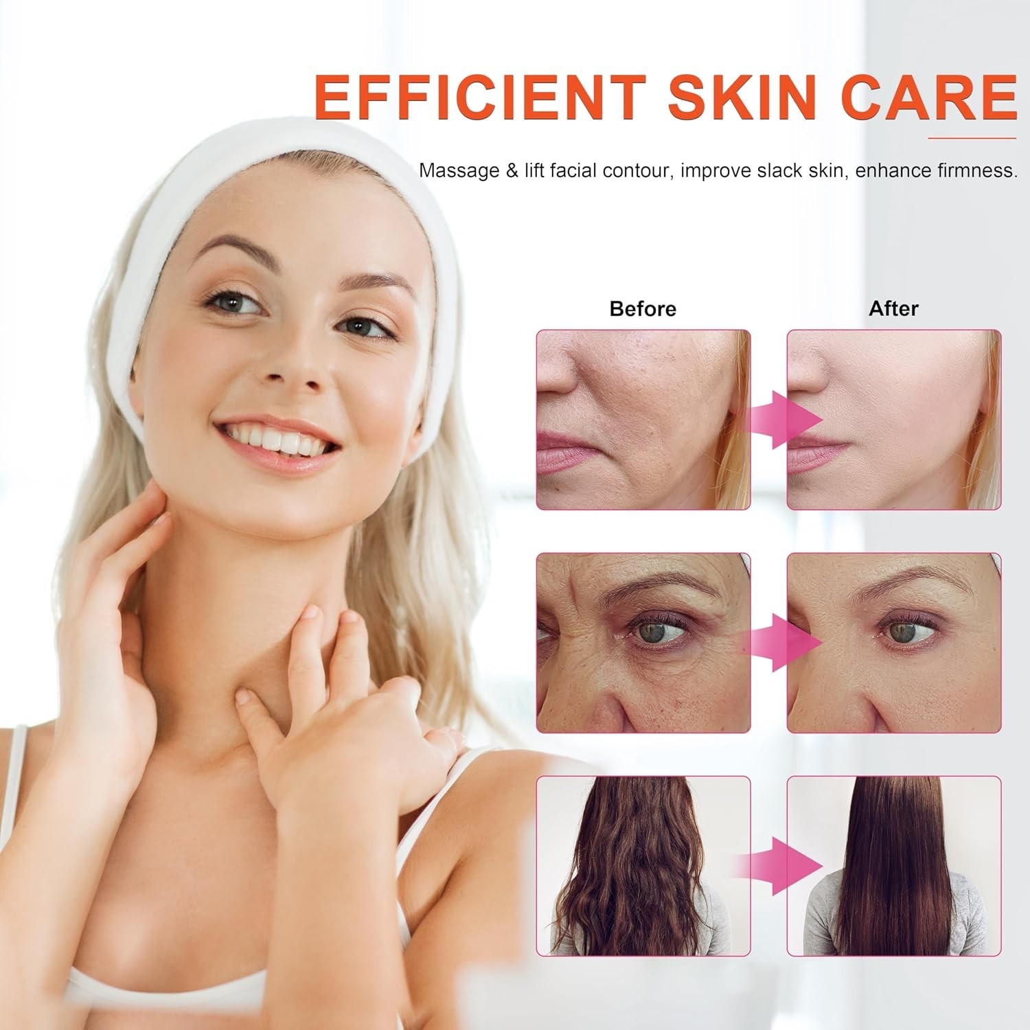 Facial Care Device 7 Electrode Tubes Hi Frequency Skin Toning Machine Orange
