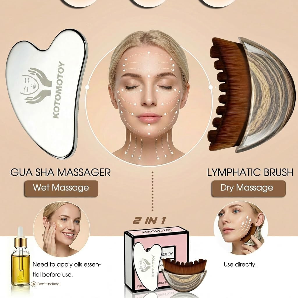 Lymphatic Contour Face Brush for Sculpting, Lymphatic Face Brush Gua Sha Facial