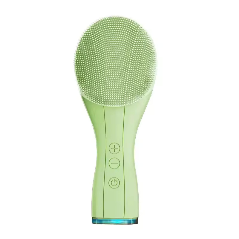 Electric Sonic Facial Cleansing Brush Waterproof Silicone Deep Pore Cleaner Army