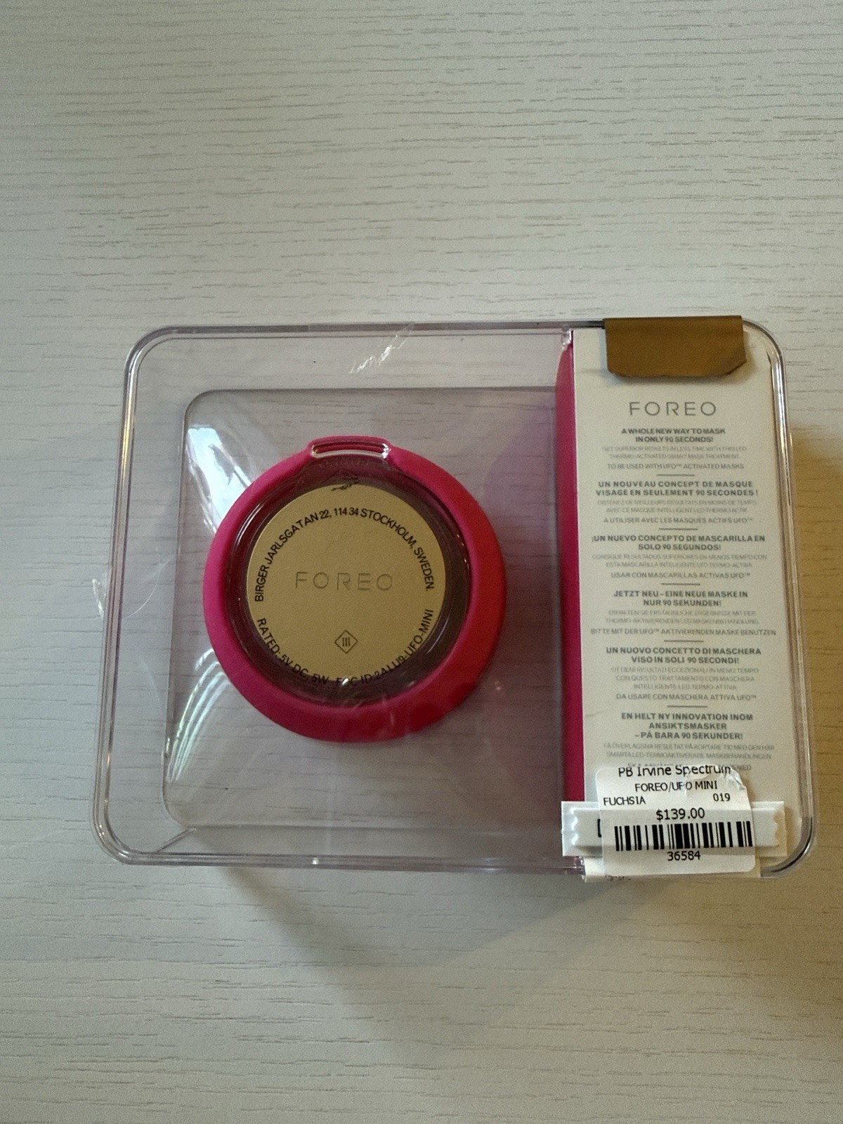 FOREO UFO Mini Smart Mask Device – Hot Pink with Gold Center