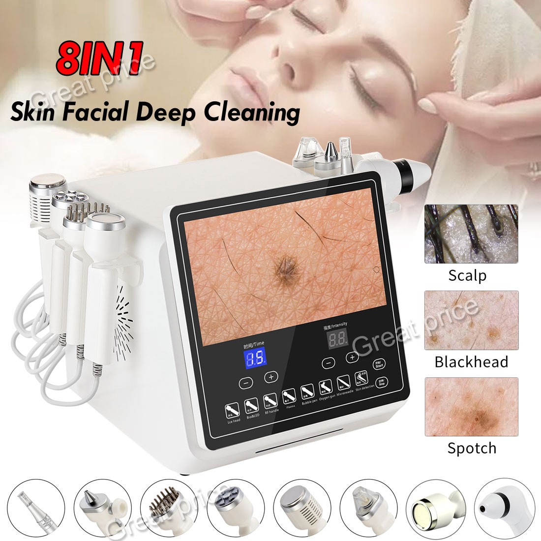 8in1 Facial Deep Cleansing Skin Analyzer Skin Rejuvenation Anti-age Acne Removal