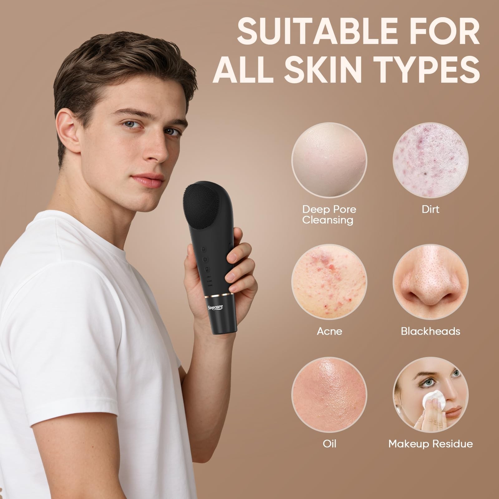 Silicone Scrubber Blackhead Scraper Rechargeable 2-in-1 Cleansing Brush & Ski…