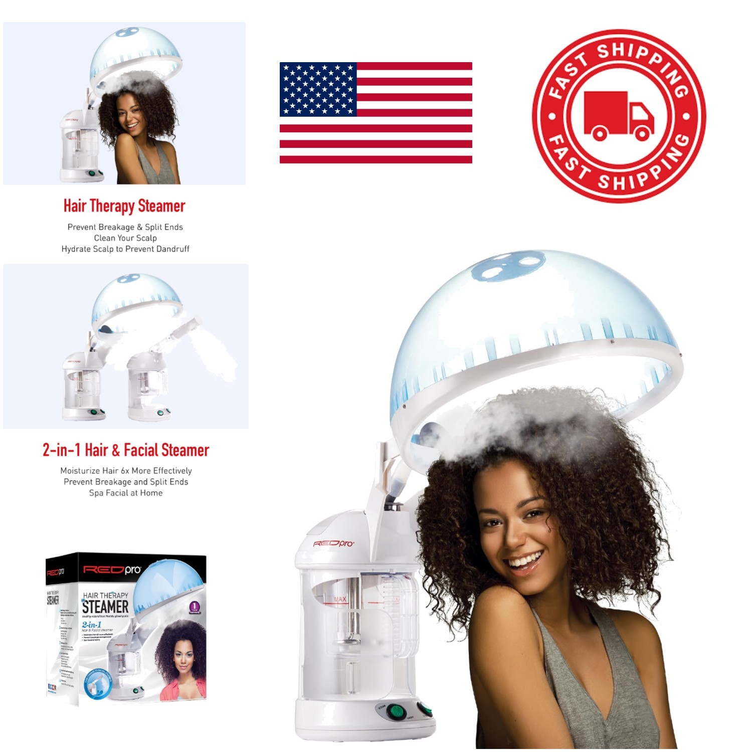 Moisturizing Hair Steamer with Facial Attachment for Hydration and Rejuvenation