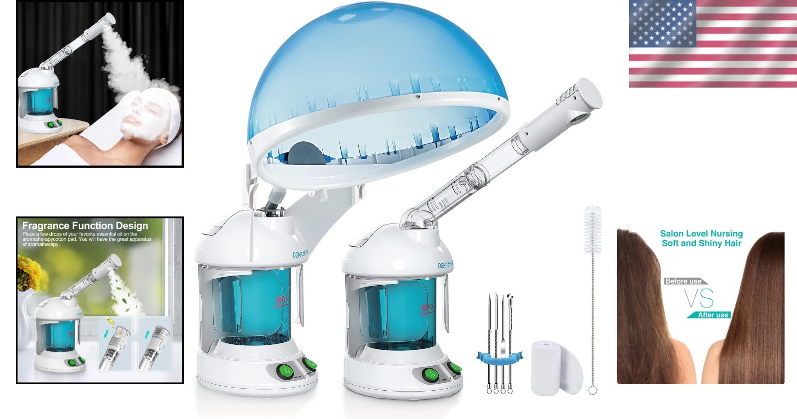 Salon Home Nano Ionic Hair Facial Steamer 300ml 40 Min Run