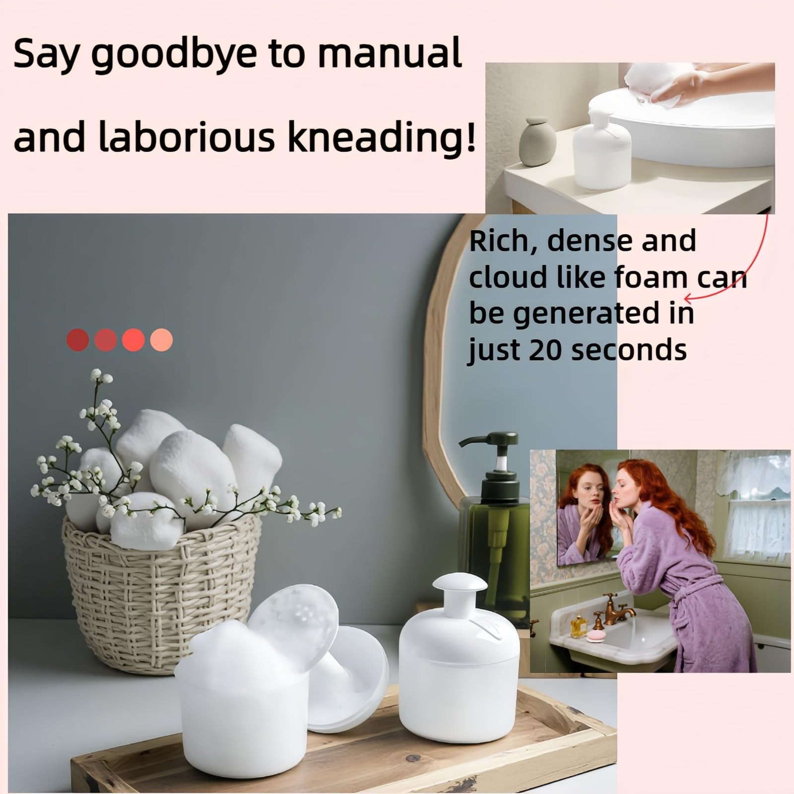 Portable Facial Cleanser Foamer/Facial Foam Maker – 20s Rich Lather, White