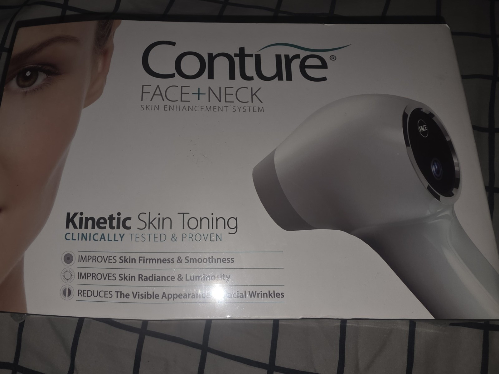 Conture Kinetic Skin Toning Face & Neck Device for Wrinkles, 3-Speed White/Gray
