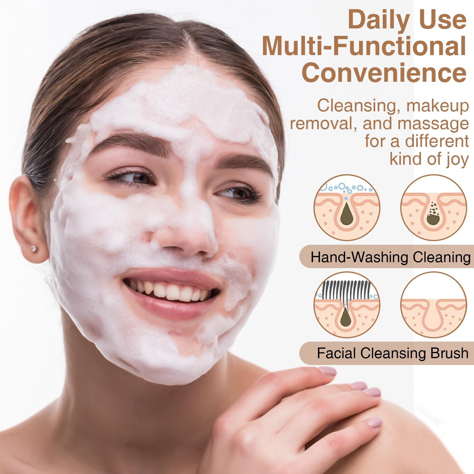 LOGJAM 2 Pcs Face Cleansing Brush, Soft Bristle Facial Dry Brushes, Wood