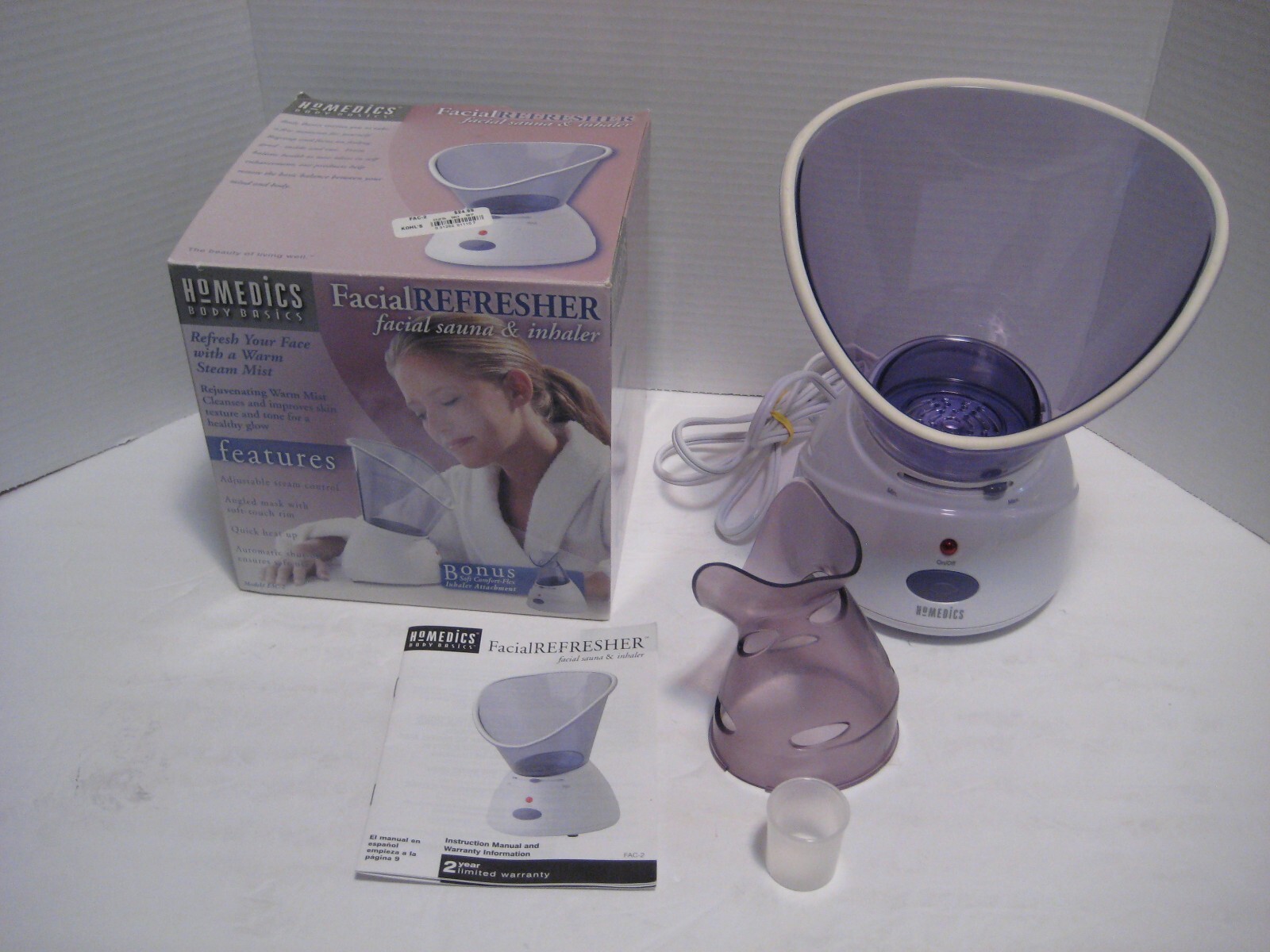Homedics Facial Steamer and Inhaler Facial Sauna Body Basics Model FAC-2