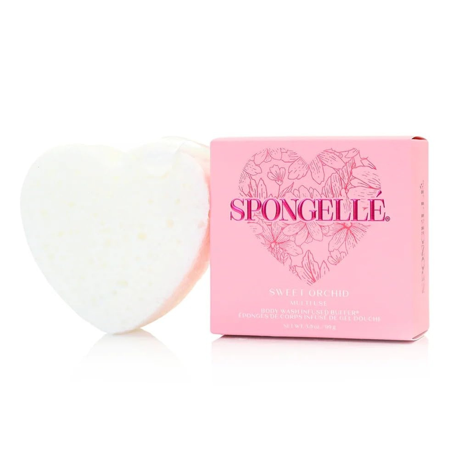 Spongellé Sweet Orchid Heart Buffer – Exfoliating Body Wash Infused S