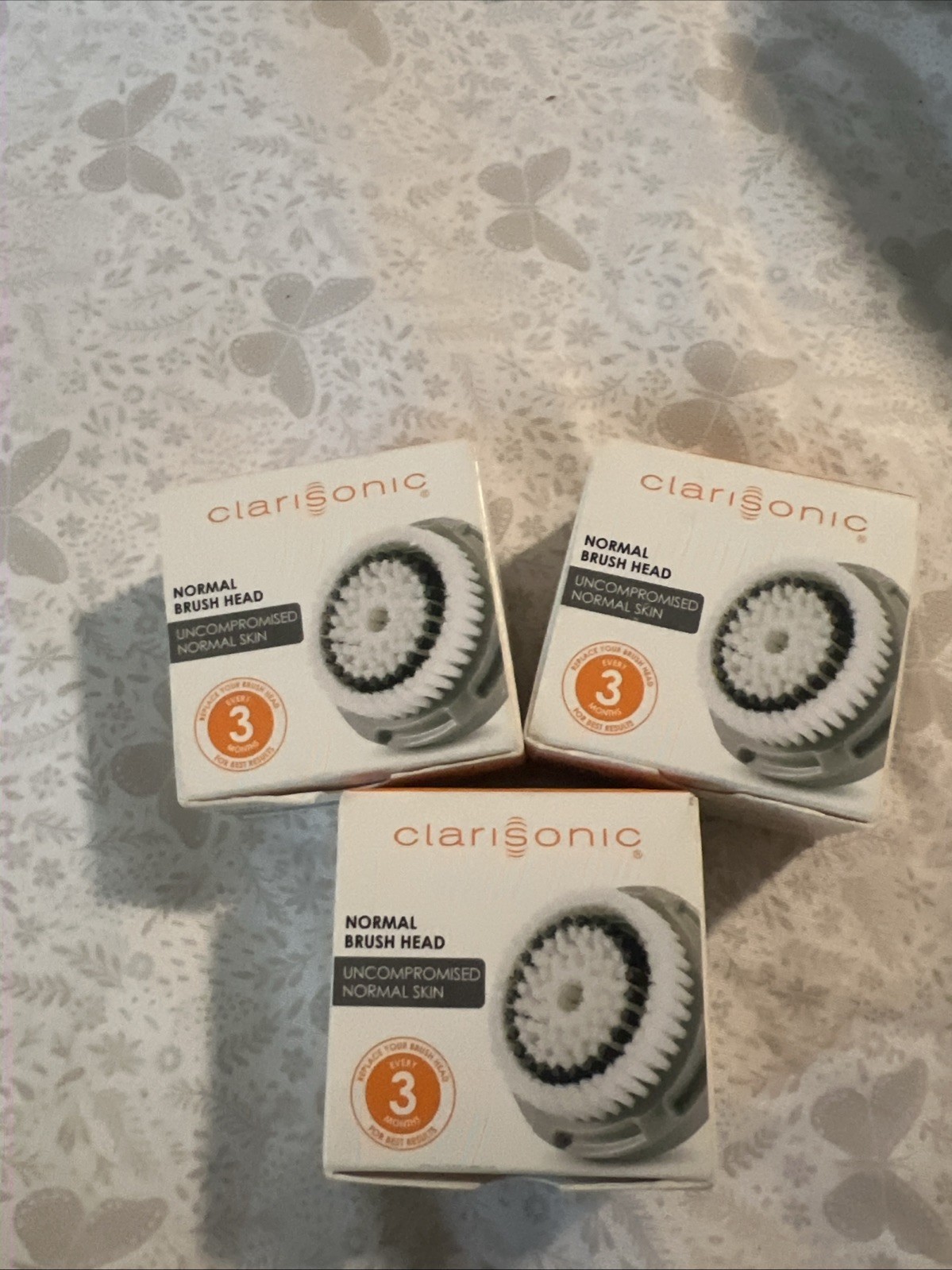 3 Pack Clarisonic NORMAL Replacement Brush Heads Mia2 Aria Plus Smart Profile