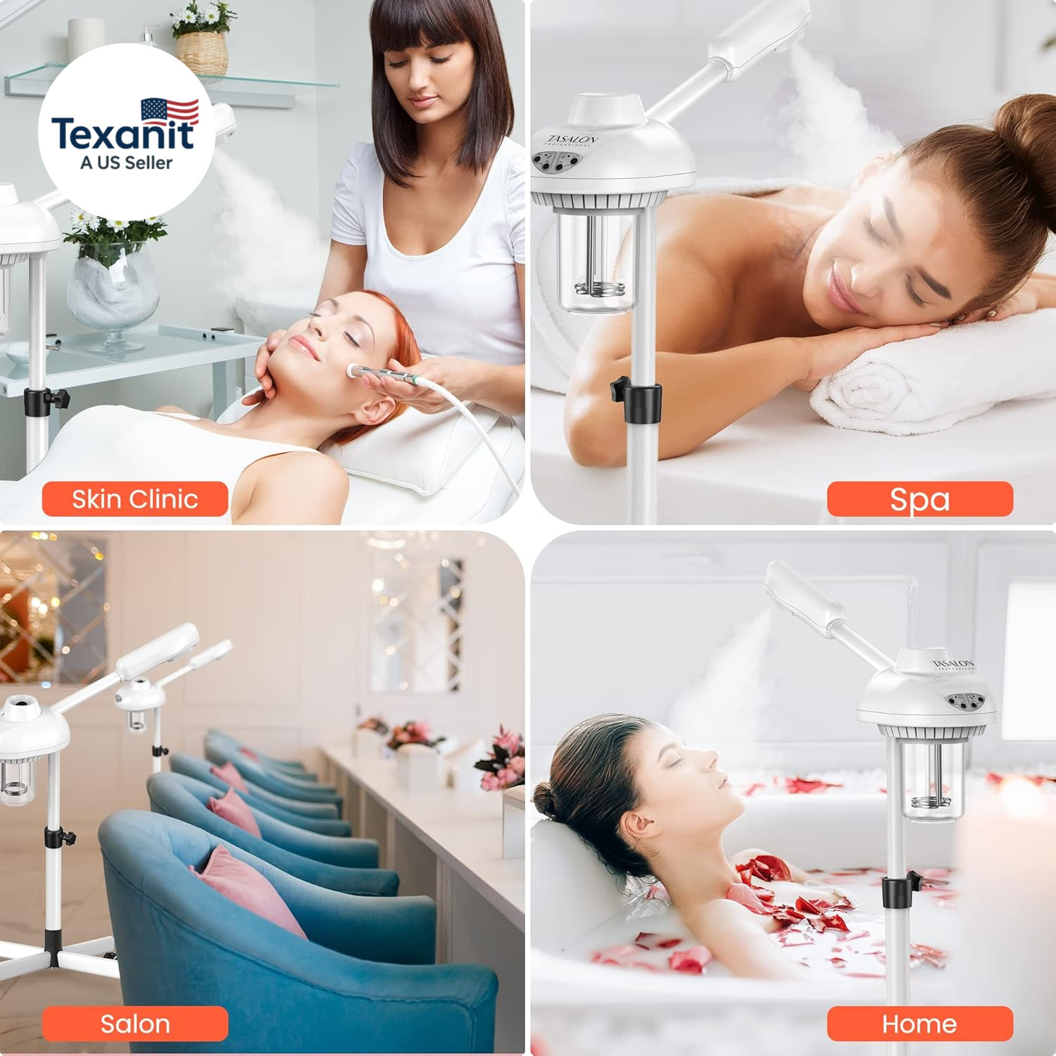 Professional Facial Steamer on Wheels, Hot Ozone Face Steamer for Facial, Esthet