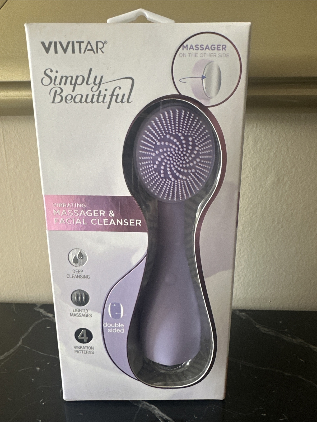 Vivitar Simply Beautiful Vibrating Massager & Facial Cleanser – Lavender NIB
