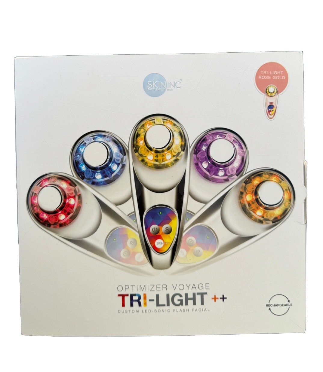 Skin Inc Optimizer Voyage Tri-Light LED-Sonic Flash Facial Rose Gold – Used Good