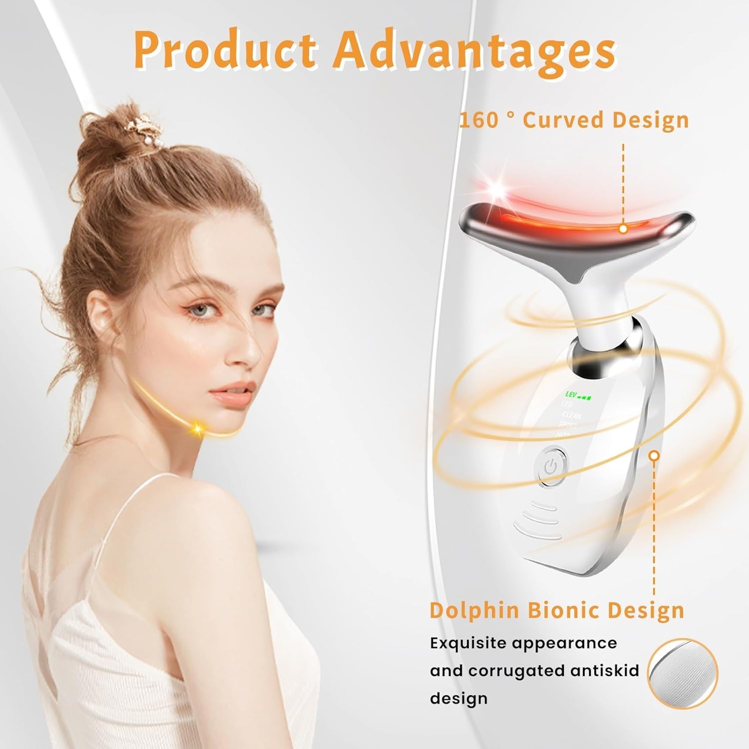 7 Color Face and Neck Massager for Skin Care, Multifunctional Facial Tool Wit…
