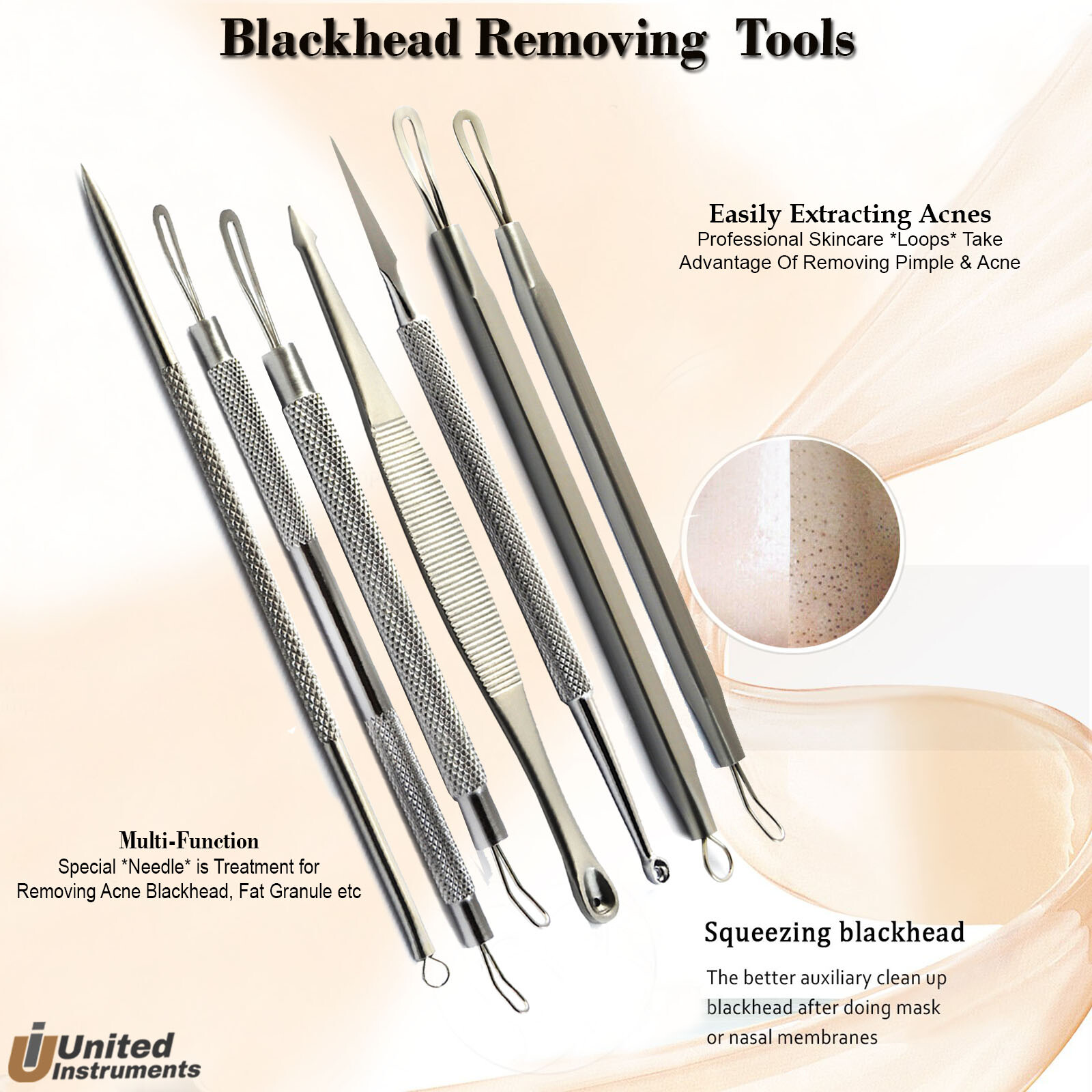 Facial Skin Cleaning Tools Kit Blackhead Acne Pimple Blemish Comedone Extractors