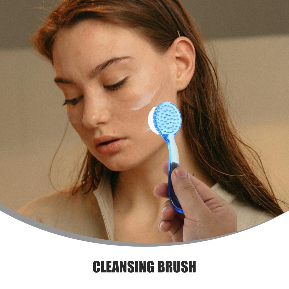 4Pcs Durable Face Cleaning Brush Ergonomic Handle Sky Blue for Home Use