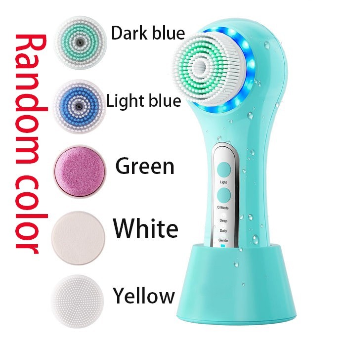 Electric Facial Cleansing Brush – Waterproof , 5 Heads, Exfoliate & Massage