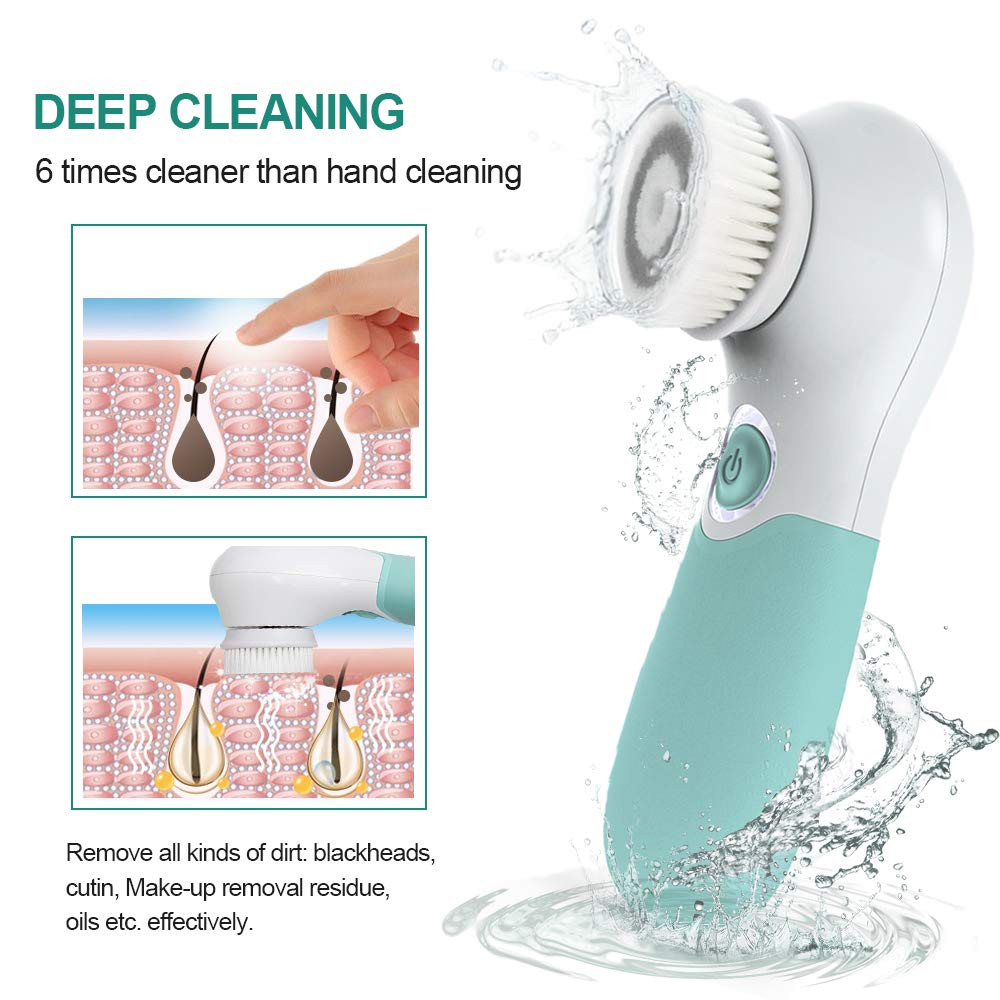 Facial Cleansing Brush Electric Facial Exfoliating Massage Brush with 3 Cleanser