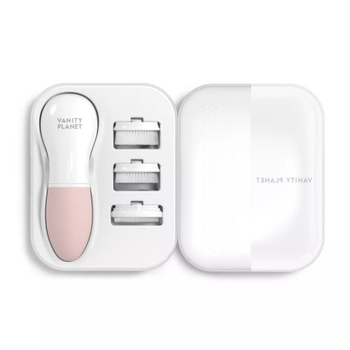 Vanity Planet Facial Cleansing System Rotating Three Brush Heads White & Pink