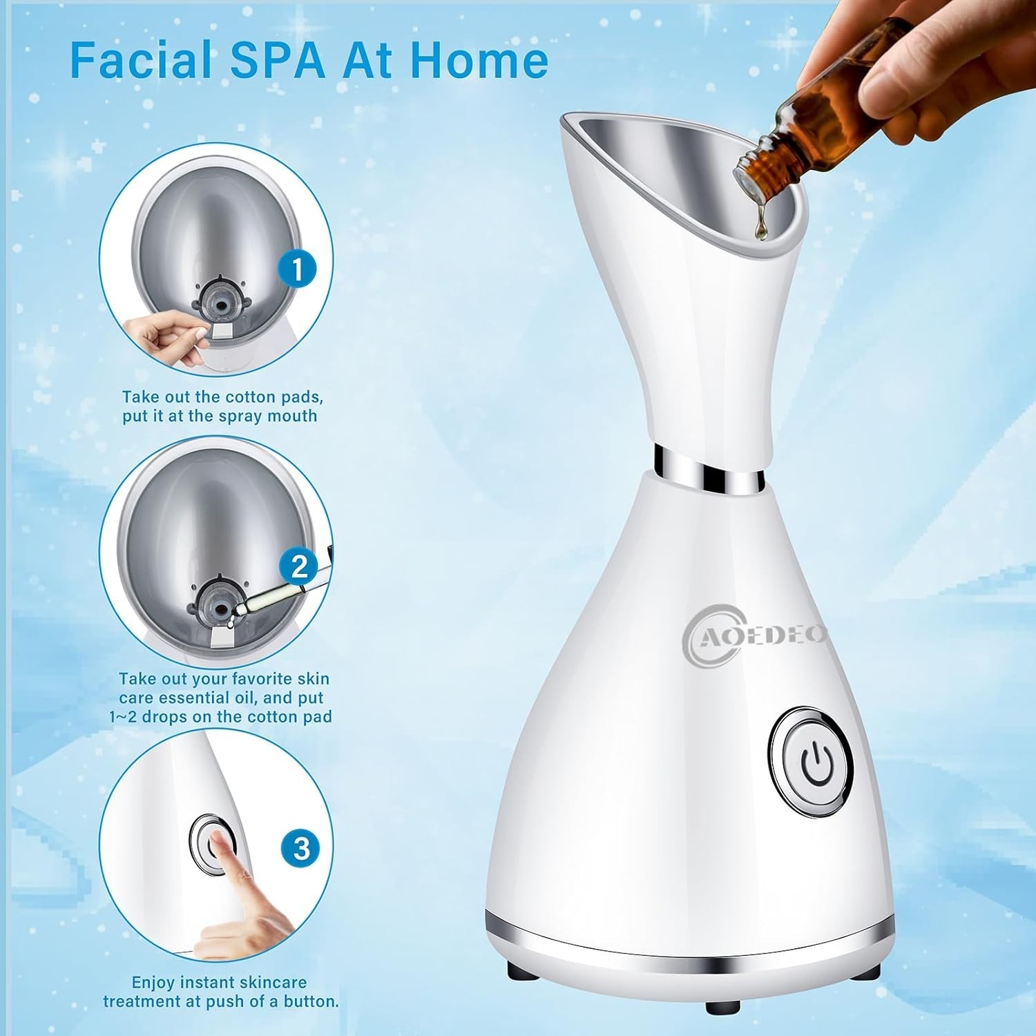 Nano Ionic Face Steamer with Stainless Steel Skin Kit & Accessories