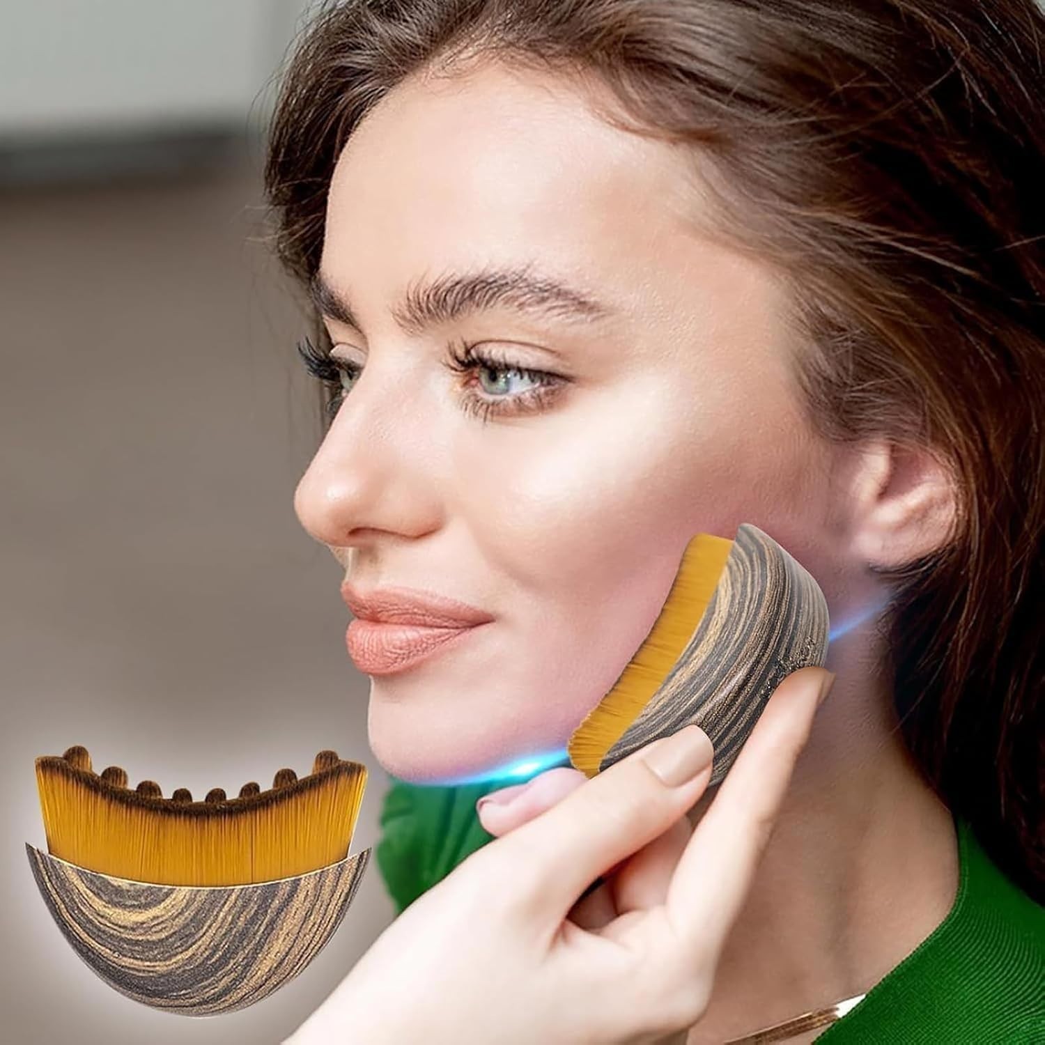 Lymphatic Contour Face Brush – Lymphatic Drainage Tool with Ergonomic Wooden Han