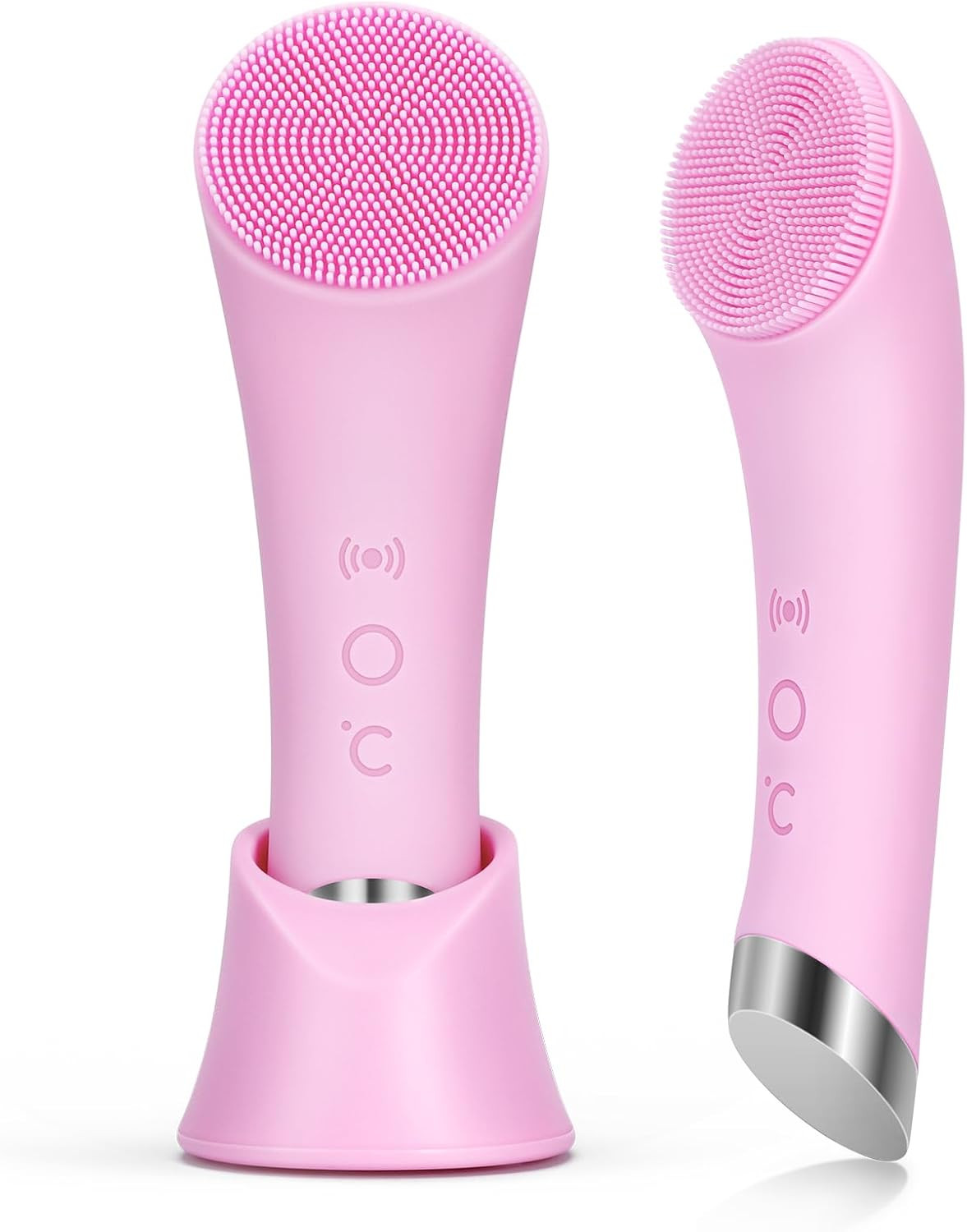 Facial Cleansing Brush, Rechargeable Silicone Face Scrubber with Heat Massage En