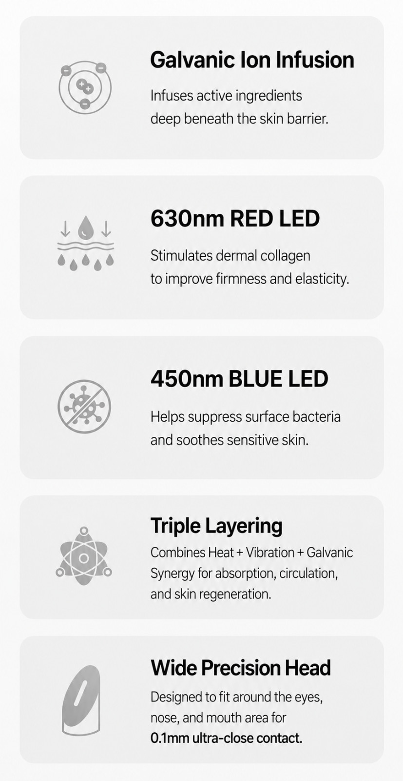 LA PITTA Boost Up Galvanic Facial Beauty Device LED Heat Vibration White Korea