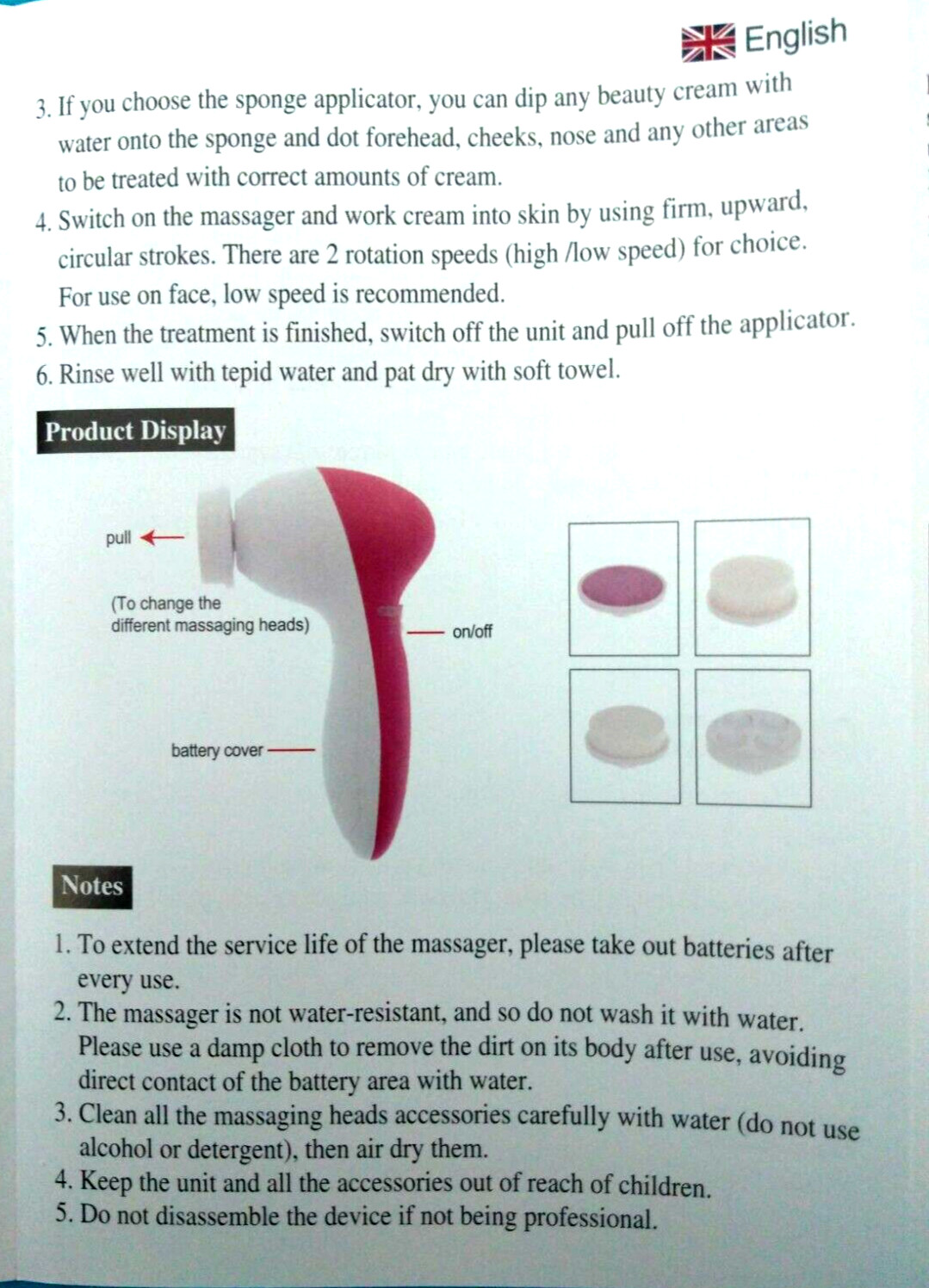 NIB~PIXNOR P2016 Facial Brush 7 in 1 Facial Massager~ Clean Face Cleansing Heads