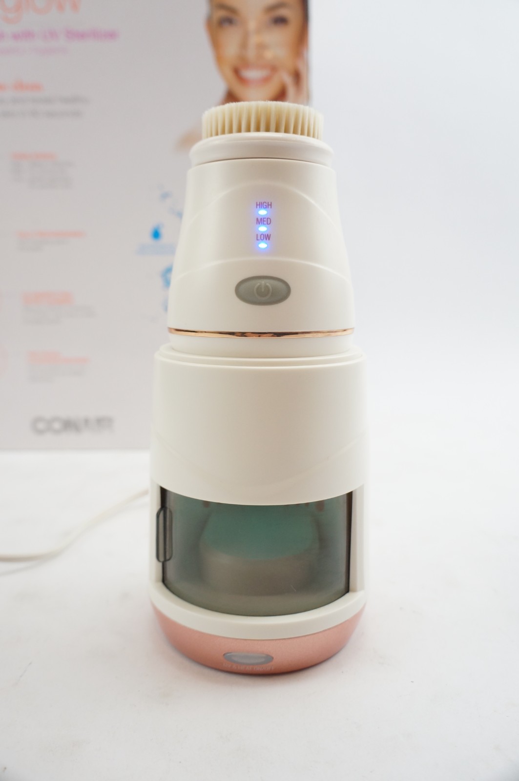 VGC Conair True Glow Sonic Facial Brush W/UV Sterilizer Face Cleansing In Box