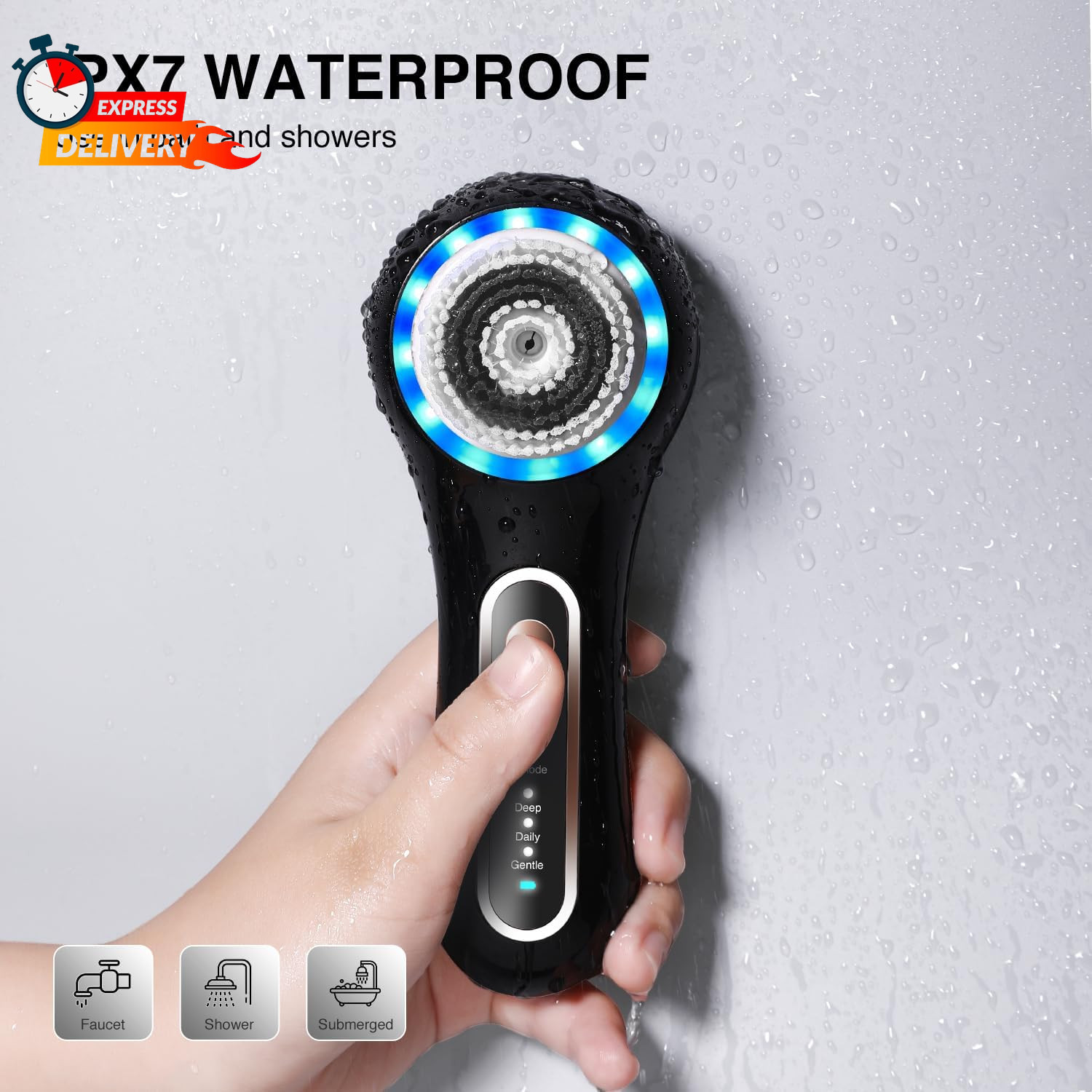 Face Scrubber Exfoliator,Facial Cleansing Brushes Rechargeable IPX7 Waterproof w