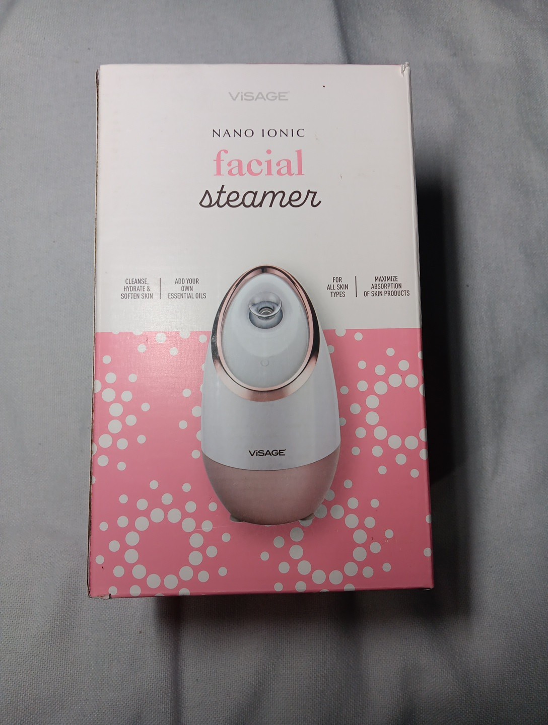 Visage Nano Ionic Facial Steamer Vaporizador Cleanse Hydrate One Touch NIB
