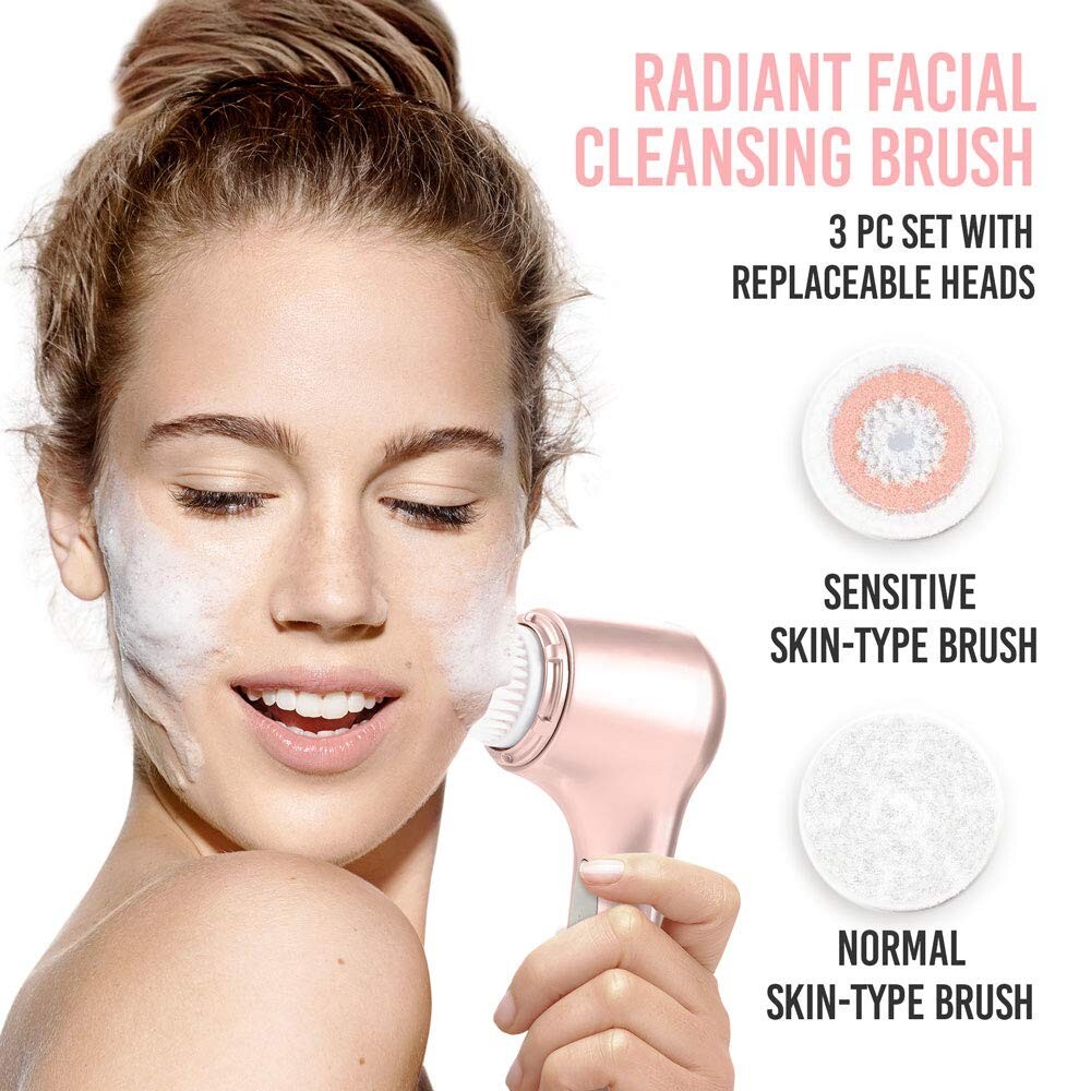 Brookstone Electric Face Cleansing Brush With 2 Brush Heads l Facial Brush NEW