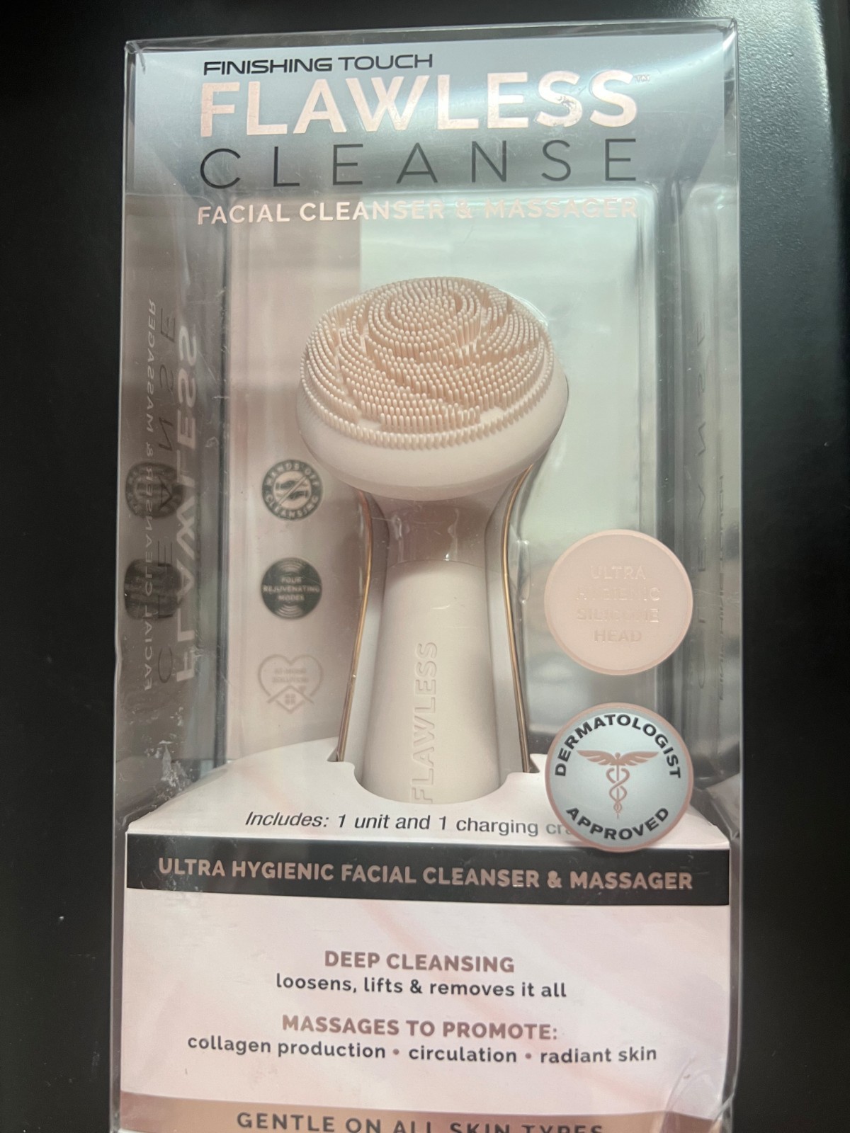 FLAWLESS Cleanser Facial Cleansing Brush – Pink Hand-Held Rechargeable 4672