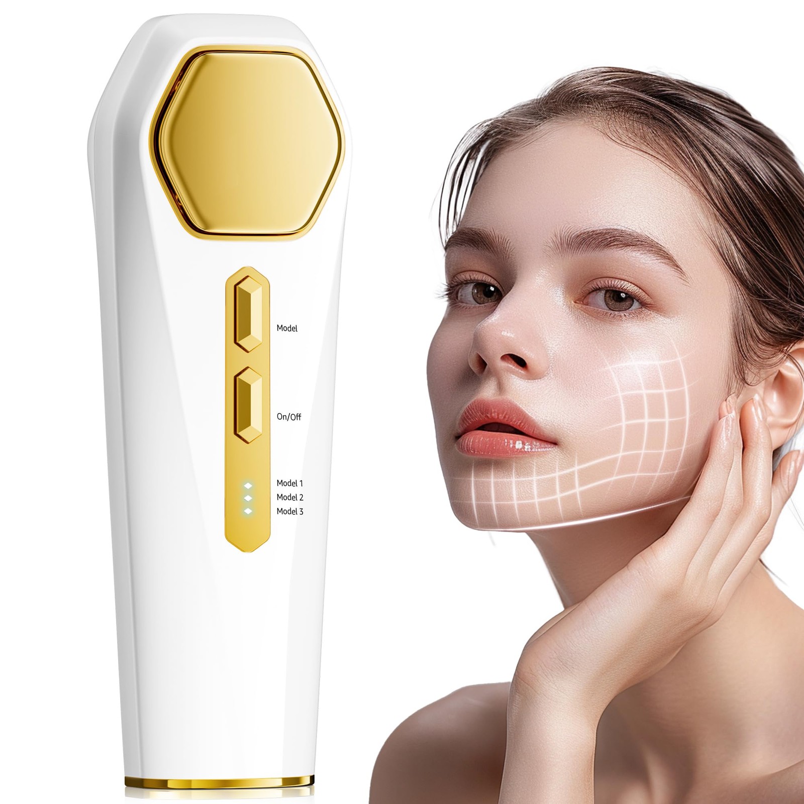 INTEO Multifunctional Facial Massager, Real Glass Glow Device for Face White