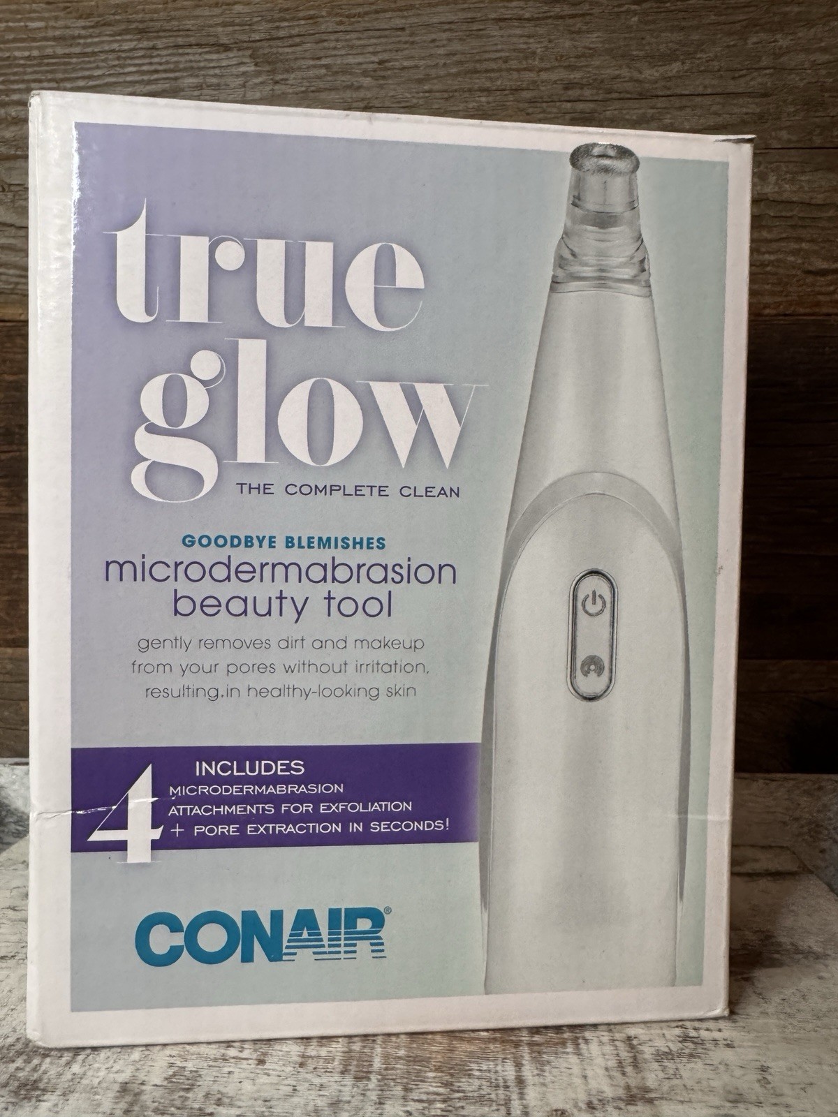 Conair True Glow USB Rechargeable Microdermabrasion Tool – 3 Speeds, 4 Tips
