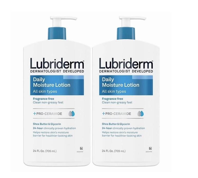 Lubriderm Daily Moisture Lotion Fragrance-Free 24 Ounce Normal to Dry Pack of 2