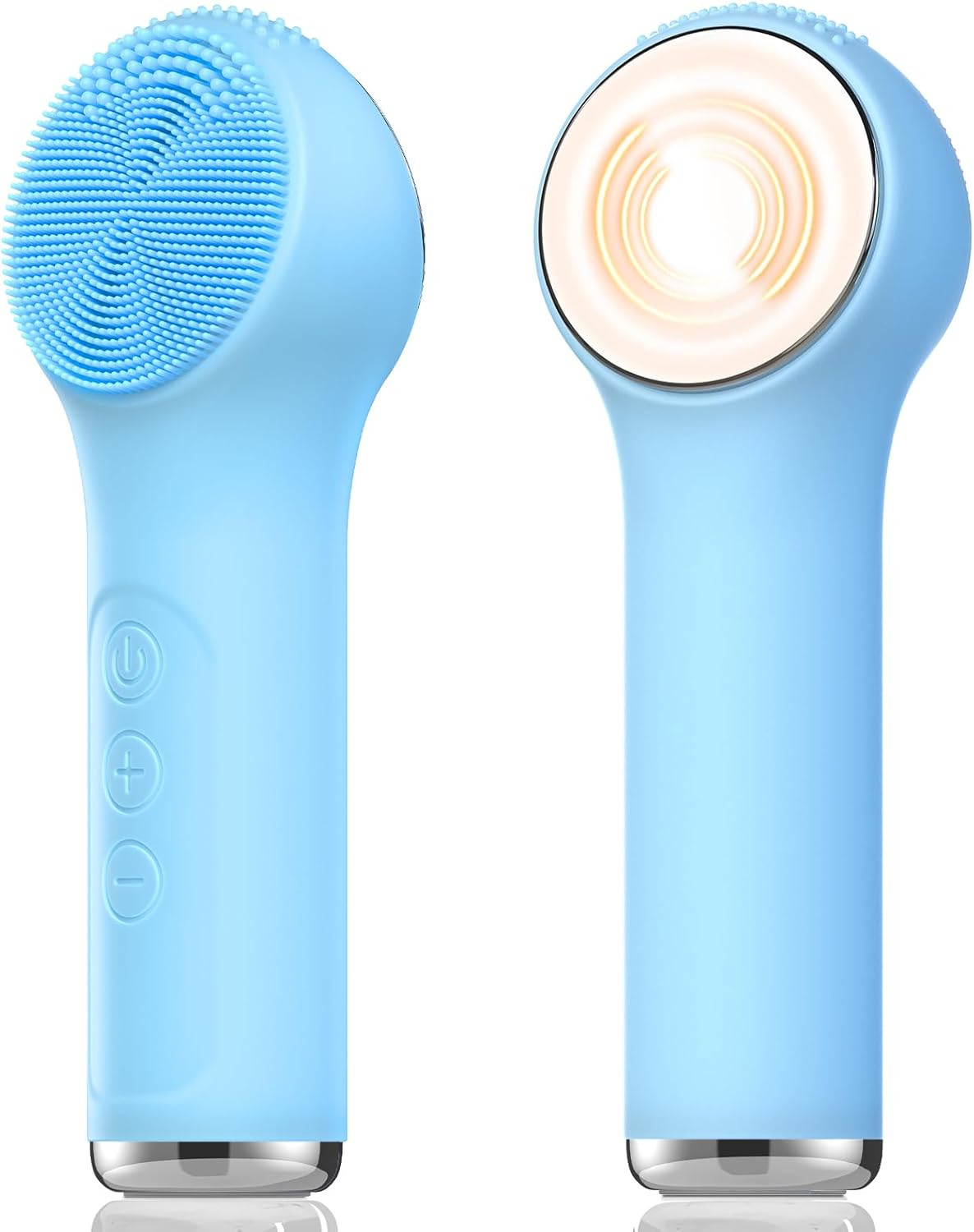 Silicone Facial Cleansing Brush, Portable Electric Face Scrubber with Heat and V