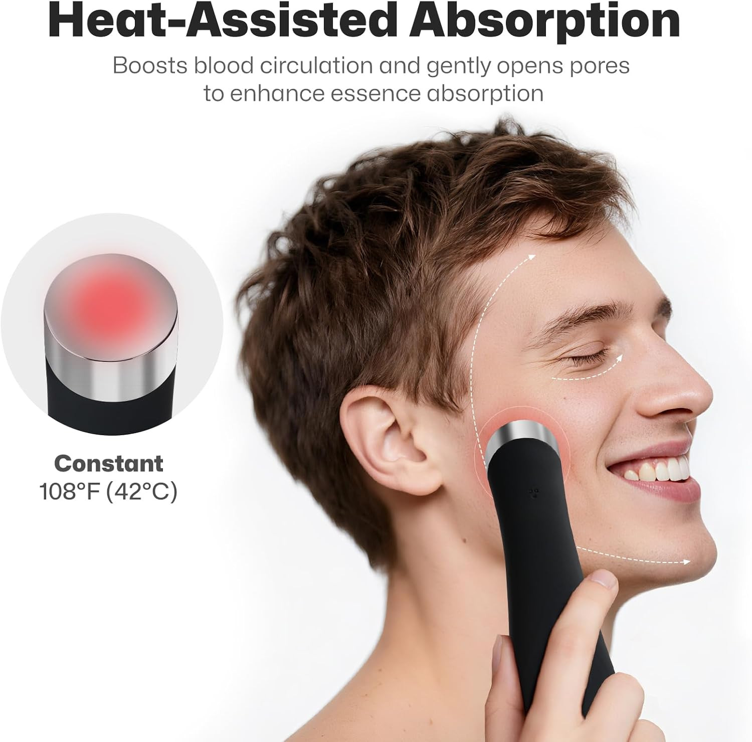 Facial Cleansing Brush, Rechargeable Silicone Face Scrubber with Heat Massage En