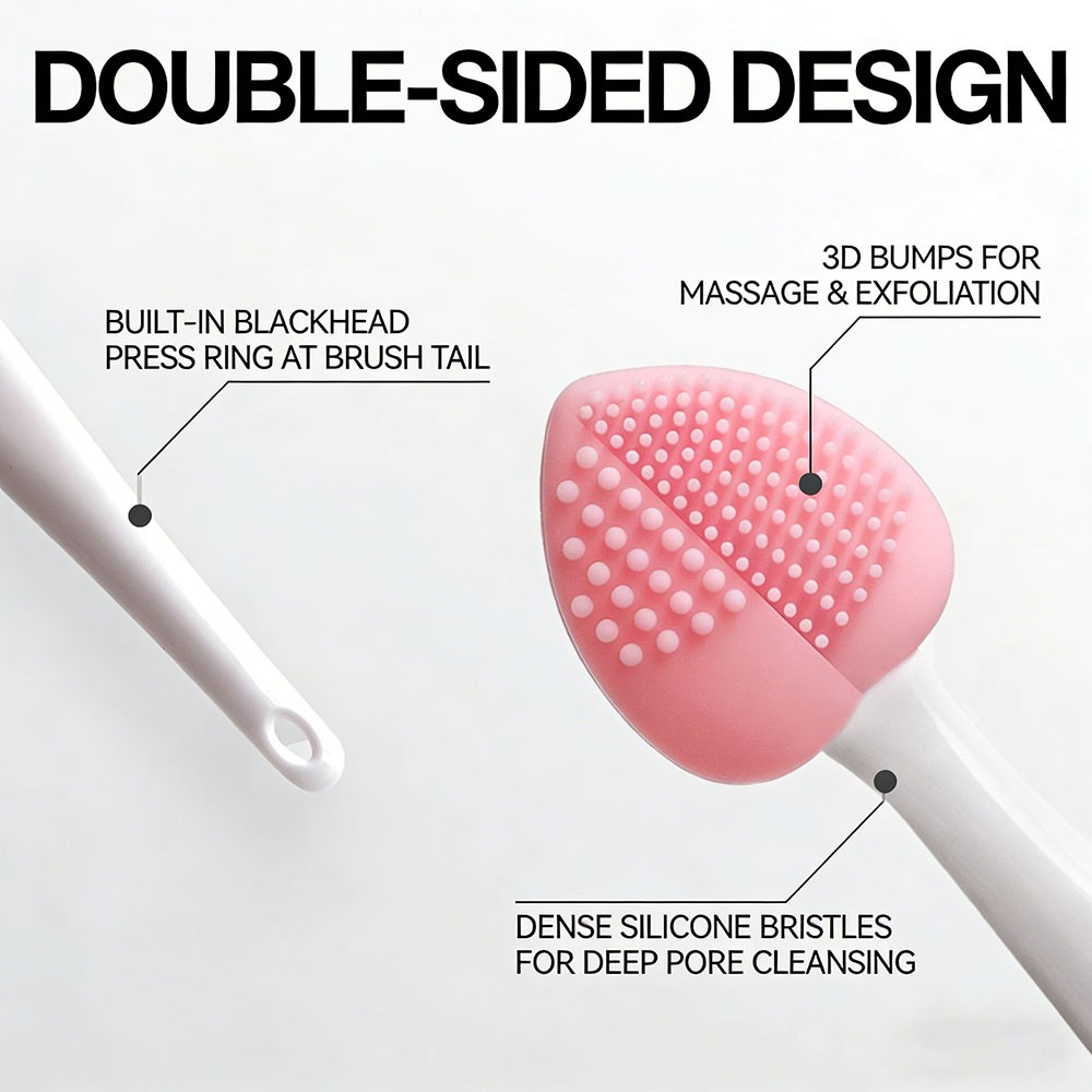 Soft Flexible Hygienic Deep-Cleansing Massaging Double-Sided Silicone Nose Brush