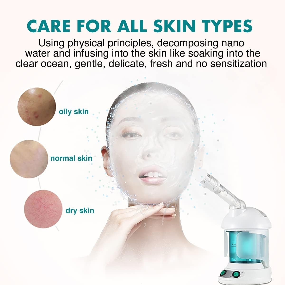 Salon Home Nano Ionic Hair Facial Steamer 300ml 40 Min Run