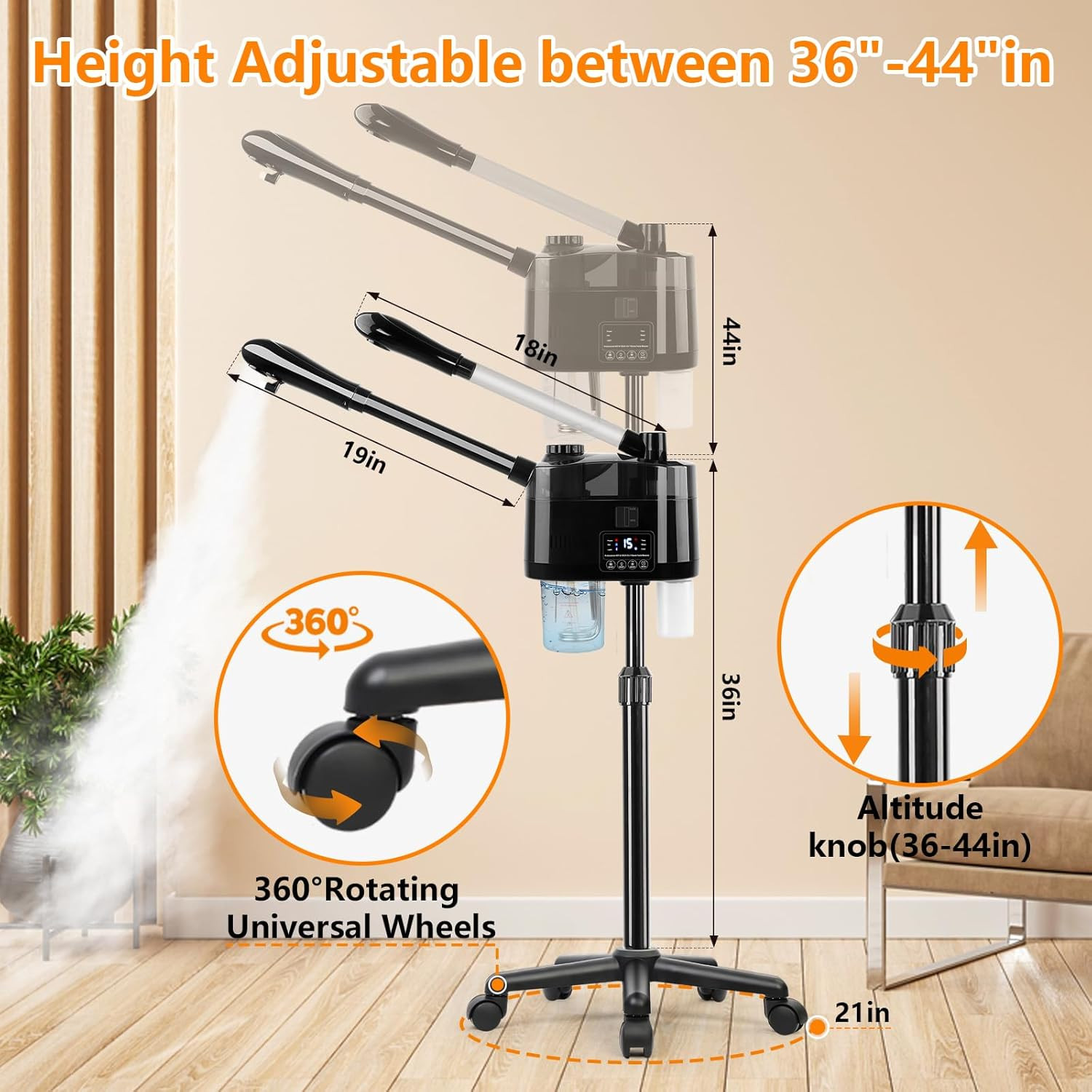 Professional Facial Steamer with Ozone and Hot & Cold Mist, Esthetician Steamer