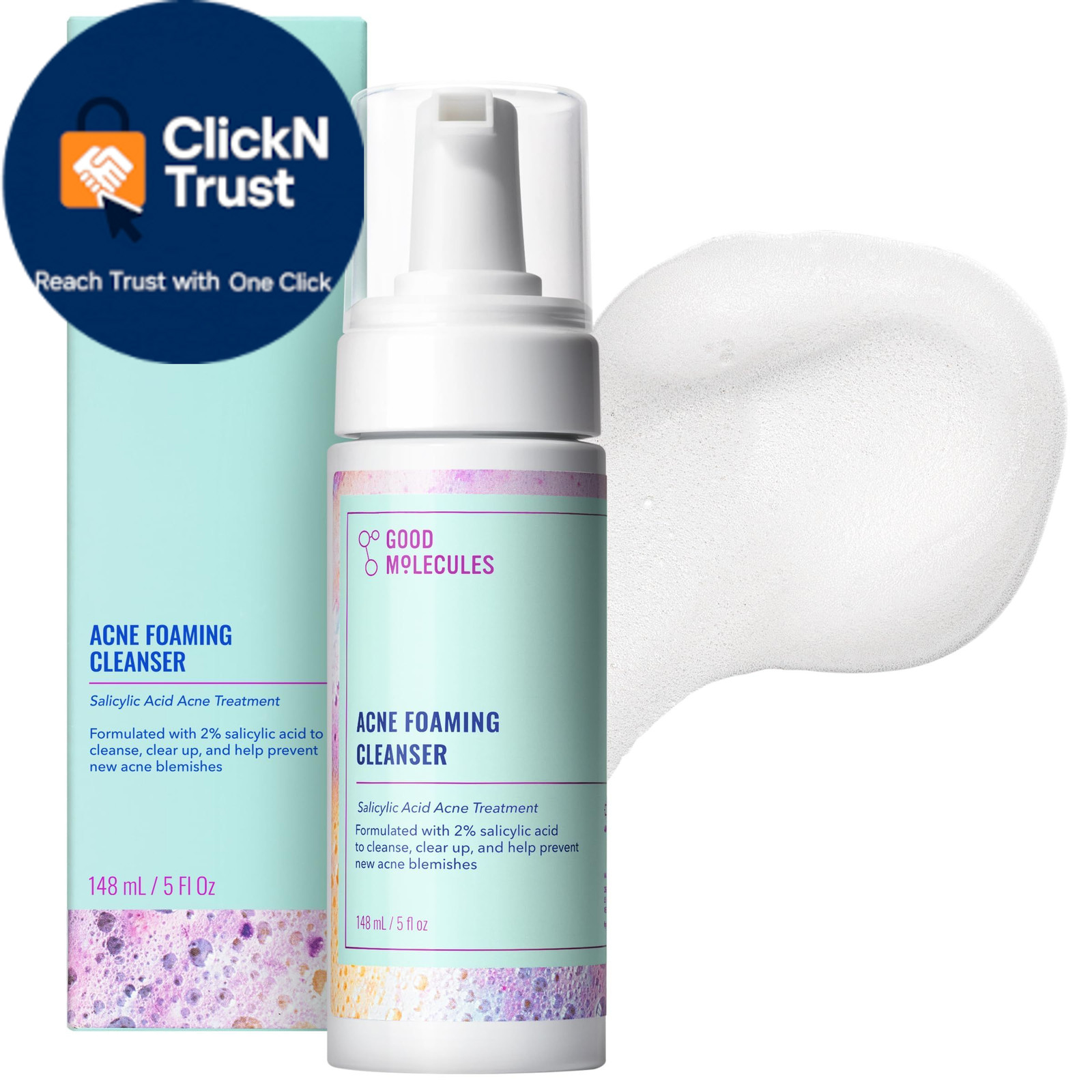 Good Molecules Acne Foaming Cleanser – 2% Salicylic Acid 5 Fl Oz (Pack of 1)