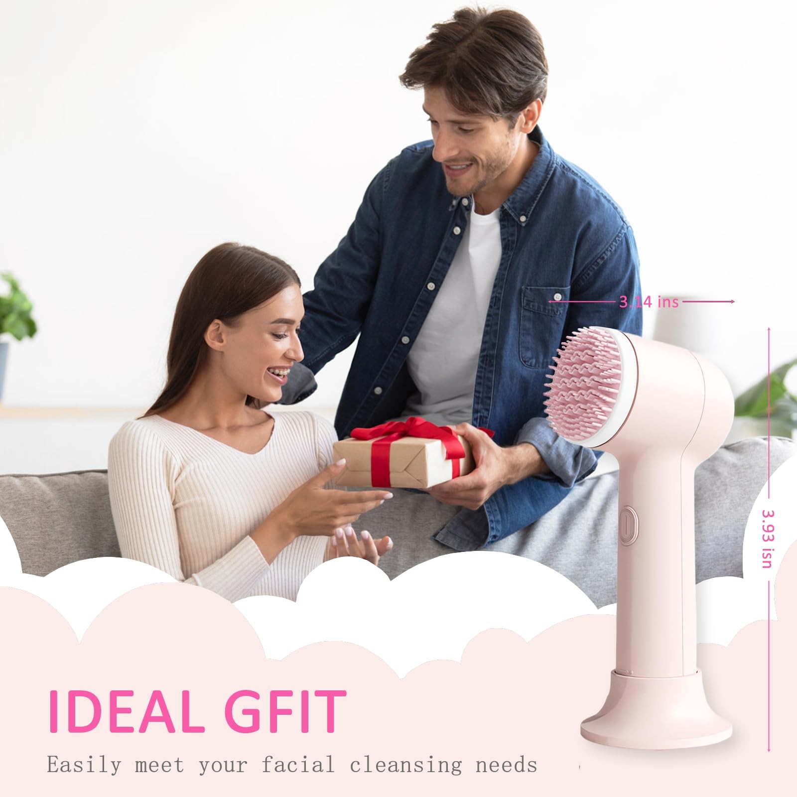 Electrical Cleansing Brush, Multi-Function Wash Brush with Base and 2 Brush H…