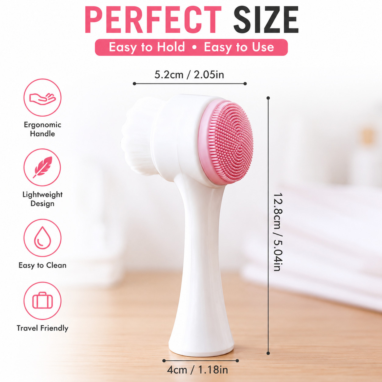 2 in 1 Facial Cleansing Brush Soft Bristle & Silicone Face Scrubber Deep Clean